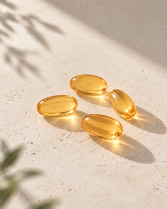Vitamin D3 golden gel capsules